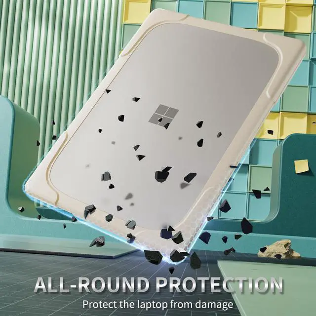 Alt view image 3 of 7 - BONAEVER Case for 13.8 Inch Microsoft Surface Laptop 7 2024 Model 2036, Heavy Duty Plastic Hard Shell Laptop Cover with Kickstand, Keyboard Skin, Screen Protector Khaki