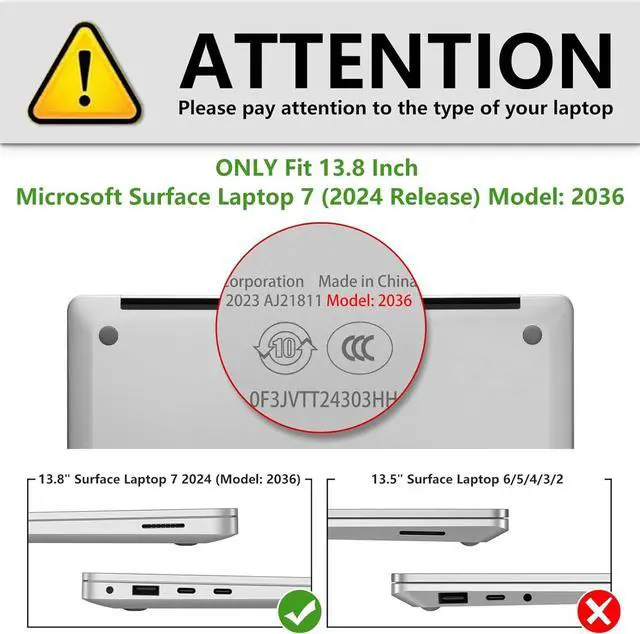 Alt view image 2 of 7 - BONAEVER Case for 13.8 Inch Microsoft Surface Laptop 7 2024 Model 2036, Heavy Duty Plastic Hard Shell Laptop Cover with Kickstand, Keyboard Skin, Screen Protector Khaki