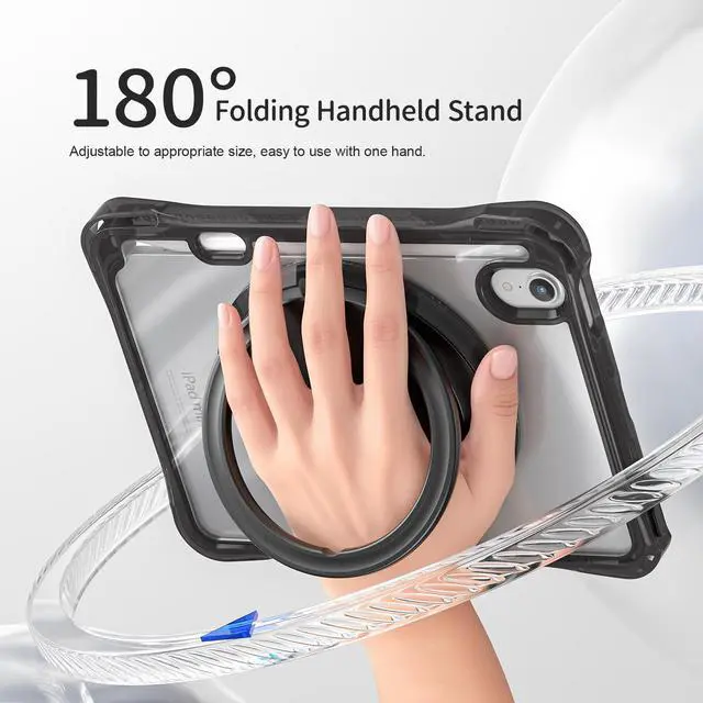 Alt view image 5 of 7 - BONAEVER Case for iPad Mini 7 A17 Pro / Mini 6, iPad Mini 6th/7th Gen 2021 2024 8.3 Inch Shockproof Rugged Protective Cover with 360 Rotating Stand Pencil Holder Hand/Shoulder Strap Transparent Back