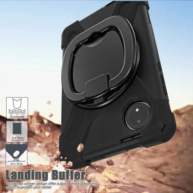 Alt view image 2 of 7 - BONAEVER Case for Xiaomi Redmi Pad SE 8.7 inch 2024, Shockproof Cover with Pencil Holder, 360° Rotating Hand Strap & Stand & Shoulder Strap