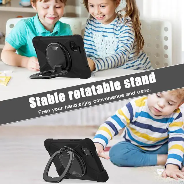 Alt view image 3 of 7 - BONAEVER Case for Xiaomi Redmi Pad SE 8.7 inch 2024, Shockproof Cover with Pencil Holder, 360° Rotating Hand Strap & Stand & Shoulder Strap