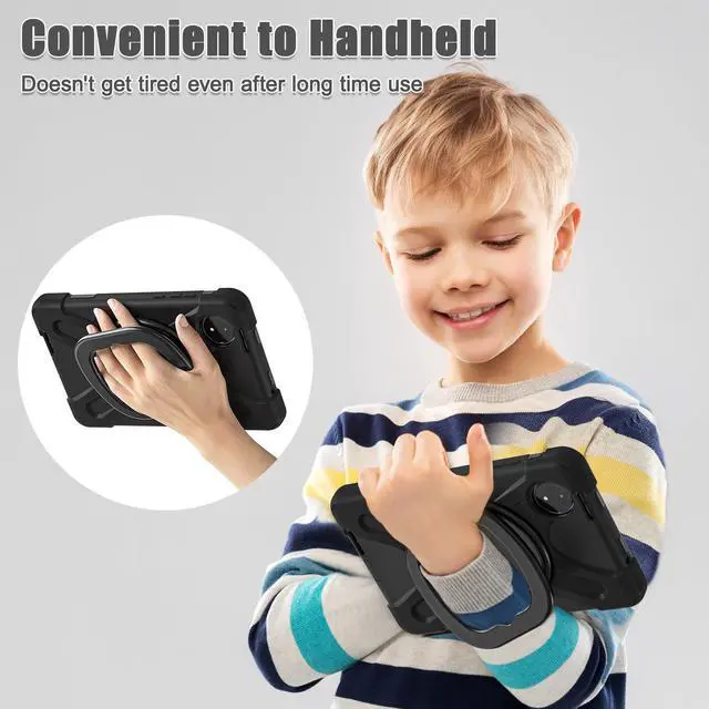 Alt view image 5 of 7 - BONAEVER Case for Xiaomi Redmi Pad SE 8.7 inch 2024, Shockproof Cover with Pencil Holder, 360° Rotating Hand Strap & Stand & Shoulder Strap