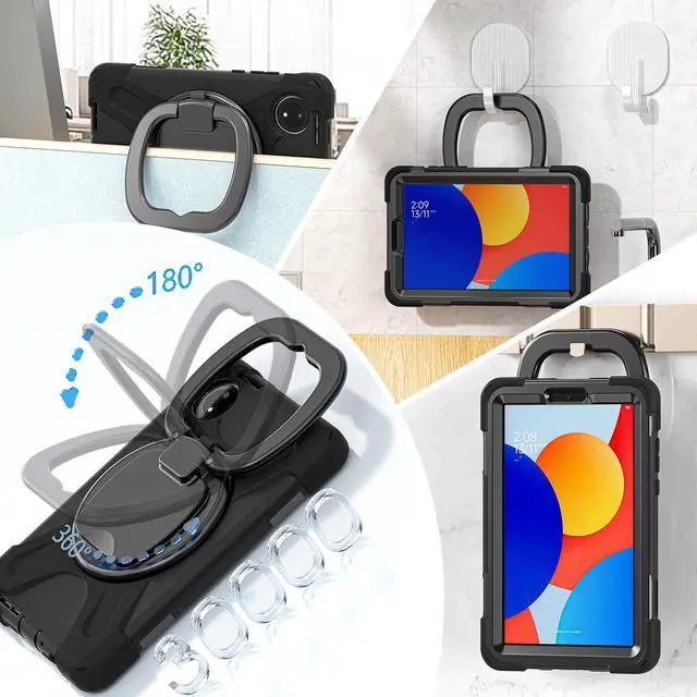 Alt view image 4 of 7 - BONAEVER Case for Xiaomi Redmi Pad SE 8.7 inch 2024, Shockproof Cover with Pencil Holder, 360° Rotating Hand Strap & Stand & Shoulder Strap