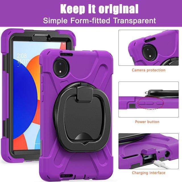 Alt view image 4 of 7 - BONAEVER Case for Xiaomi Redmi Pad SE 8.7 inch 2024, Shockproof Cover with Pencil Holder, 360° Rotating Hand Strap & Stand & Shoulder Strap Purple