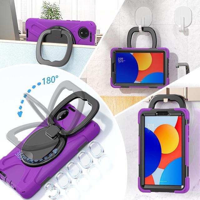 Alt view image 3 of 7 - BONAEVER Case for Xiaomi Redmi Pad SE 8.7 inch 2024, Shockproof Cover with Pencil Holder, 360° Rotating Hand Strap & Stand & Shoulder Strap Purple