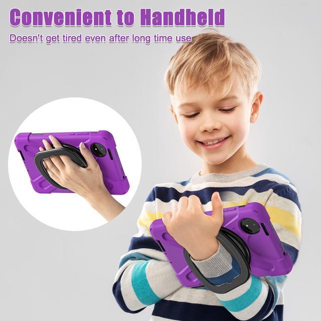 Alt view image 5 of 7 - BONAEVER Case for Xiaomi Redmi Pad SE 8.7 inch 2024, Shockproof Cover with Pencil Holder, 360° Rotating Hand Strap & Stand & Shoulder Strap Purple