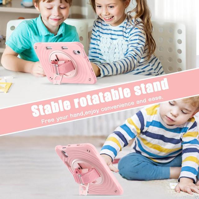 Alt view image 4 of 7 - BONAEVER Case for iPad Mini 7 2024 (A17 Pro) / Mini 6 Case 8.3 inch 2021 with Pencil Holder/360 Rotate Stand/Shoulder Strap, Shockproof Cover iPad Mini 7th/6th Generation Pink