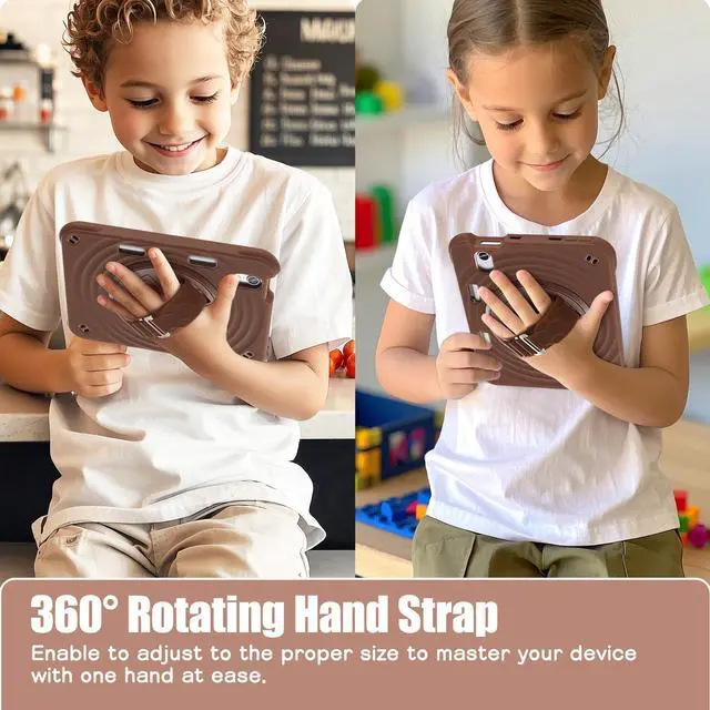 Alt view image 3 of 7 - BONAEVER Case for iPad Mini 7 2024 (A17 Pro) / Mini 6 Case 8.3 inch 2021 with Pencil Holder/360 Rotate Stand/Shoulder Strap, Shockproof Cover iPad Mini 7th/6th Generation Chocolate