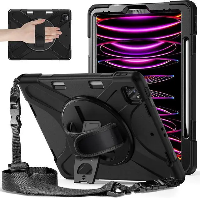 Main image of BONAEVER For iPad Air 13 inch 2025 2024 M2, iPad Pro 12.9 inch 2022 2021 2020 2018 Shockproof Cover with Pen Holder Stand /Shoulder Strap For iPad Air 13" 2025 2024, iPad Pro 12.9 6th 5th 4th 3rd Gen