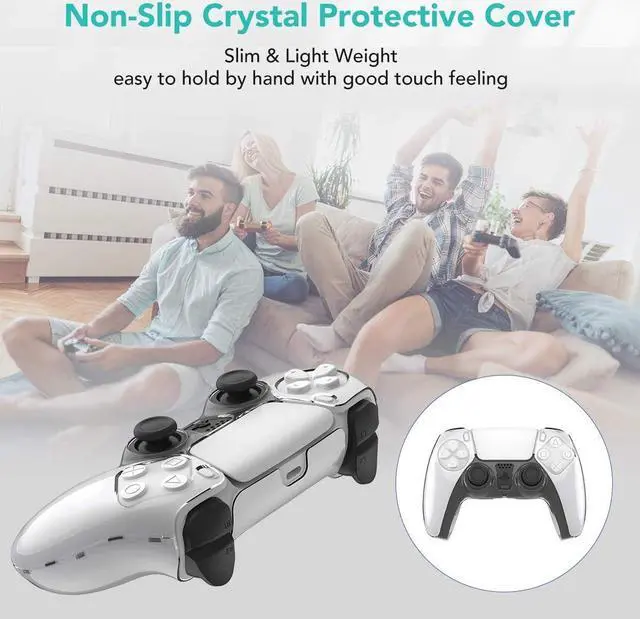 Alt view image 5 of 7 - BONAEVER Accessories for PS5 DualSense Wireless Controller, Carrying Case with Protective Controller Skin Cover, Thumb Stick Caps, Trigger Extensions & D-Pad Cap for Playstation 5 Controller