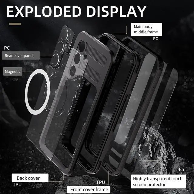 Alt view image 4 of 7 - BONAEVER For Samsung Galaxy S25 Plus Waterproof Case with Magnetic Magsafe Charging,IP68 Waterproof Case for Samsung S25 Plus Case Phone Cover with Screen Protector Cover Black