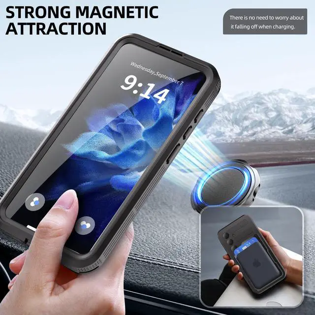 Alt view image 5 of 7 - BONAEVER For Samsung Galaxy S25 Plus Waterproof Case with Magnetic Magsafe Charging,IP68 Waterproof Case for Samsung S25 Plus Case Phone Cover with Screen Protector Cover Black