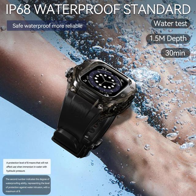 Alt view image 2 of 7 - BONAEVER Waterproof Case for Apple Watch Series 10 42mm, Protective Rugged Case with Soft Silicone Band and Built-in Screen Protector for iWatch Series 10 42mm