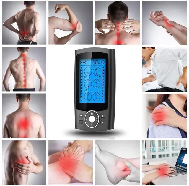 Alt view image 6 of 7 - Dual Channel TENS EMS Unit 24 Modes Muscle Stimulator for Pain Relief Therapy, Electronic Pulse Massager Muscle Massager with 10 Pads, Dust-Proof Drawstring Storage Bag, Fastening Cable Ties