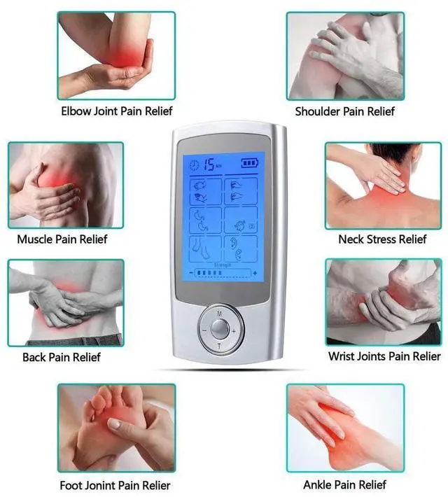 Alt view image 3 of 7 - Rechargeable TENS Unit FDA Cleared 16 Modes Electric Muscle Stimulator TENS EMS Machine with 8 Pads Pain Relief Body Back Pulse Massager