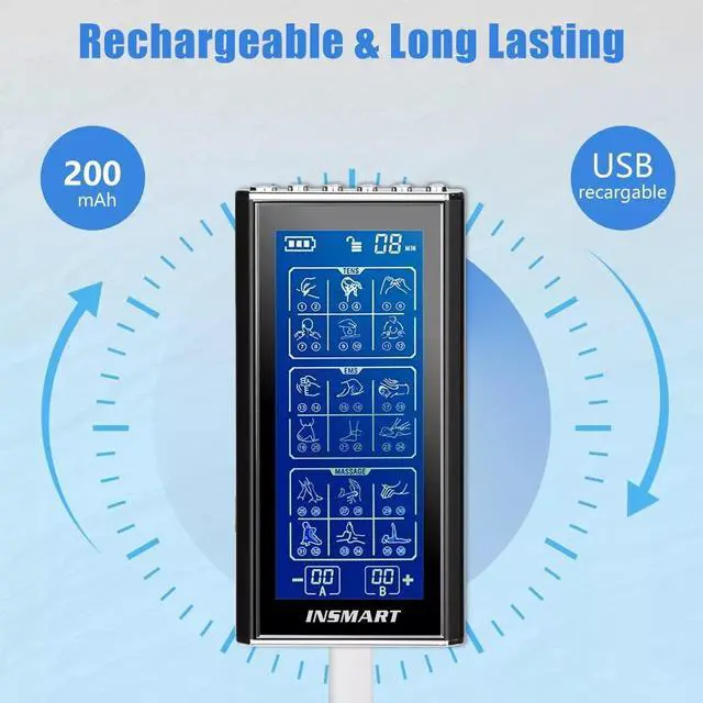 Alt view image 3 of 7 - 3-in-1 TENS Unit Rechargeable Muscle Stimulator EMS Dual Channel with 10 Reusable Electrode Pads 36 Modes for Back Neck Pain Muscle Therapy Pain Management Pulse Massager