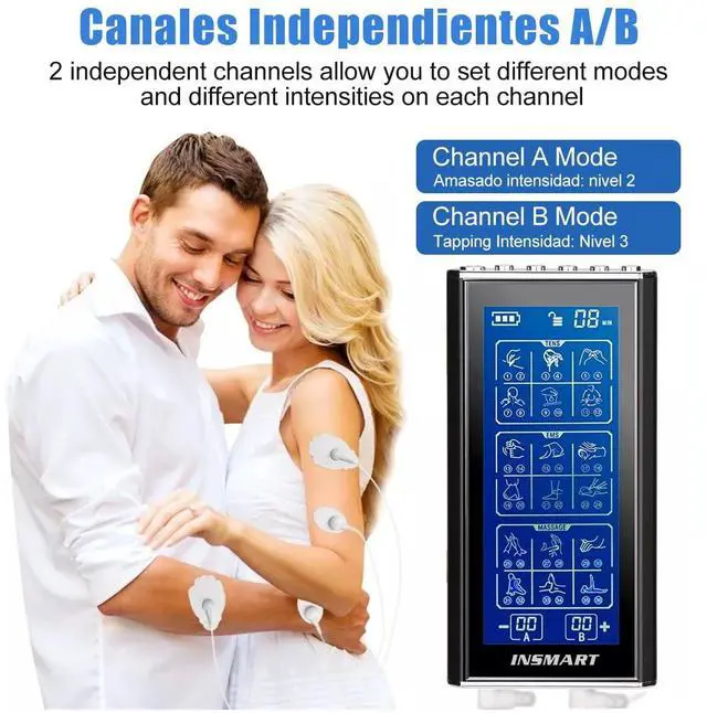 Alt view image 4 of 7 - 3-in-1 TENS Unit Rechargeable Muscle Stimulator EMS Dual Channel with 10 Reusable Electrode Pads 36 Modes for Back Neck Pain Muscle Therapy Pain Management Pulse Massager