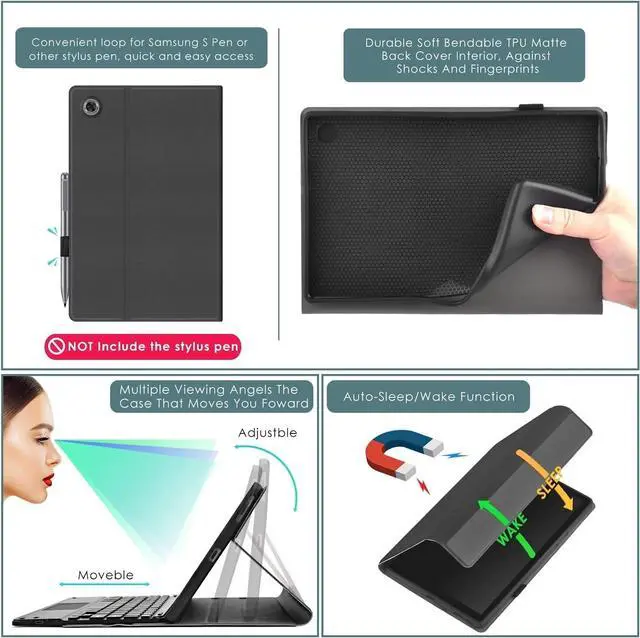 Alt view image 4 of 7 - BONAEVER Case with Trackpad Keyboard for Lenovo Idea Tab Pro 12.7 2025 / Lenovo Xiaoxin Pad Pro 12.7 Inch 2025 TB375FC TB373FU with Trackpad 7 Color Backlits Blue