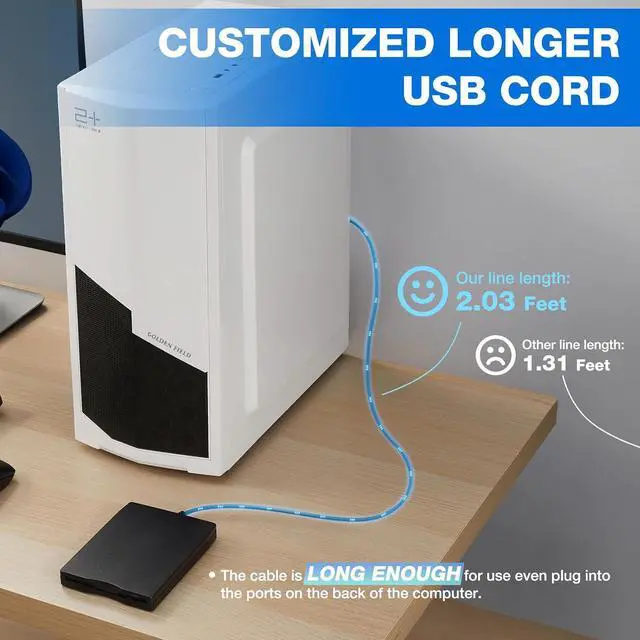 Alt view image 7 of 7 - BONAEVER Floppy Disk Reader, 3.5 inch External USB Type C Floppy Disk Drive for PC, Laptop and Desktop Compatible with Windows 11/10/8/7/2000/XP, Black, Frosted Texture