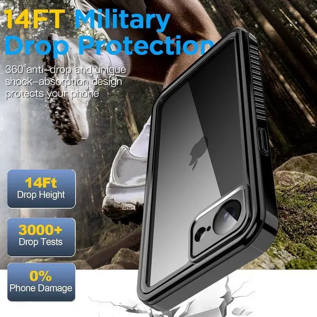 Alt view image 3 of 7 - BONAEVER for iPhone 16e Case Waterproof, Clear WaterProof Shockproof Dustproof Snowproof Full Body Rugged Transparent Underwater Phone Case for iPhone 16e 6.1 inch 2025 with Built-in Screen Protector