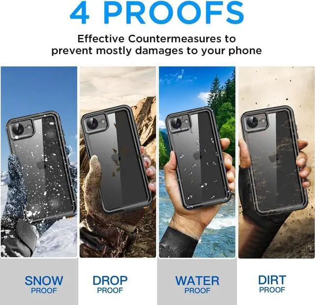 Alt view image 4 of 7 - BONAEVER for iPhone 16e Case Waterproof, Clear WaterProof Shockproof Dustproof Snowproof Full Body Rugged Transparent Underwater Phone Case for iPhone 16e 6.1 inch 2025 with Built-in Screen Protector