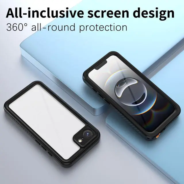 Alt view image 4 of 7 - BONAEVER for iPhone 16e Case Waterproof [IPX8 Underwater Case][Full Body Shockproof & Military Dropproof] Clear Sound Quality Built-in Screen Protector for iPhone 16e 6.1 inch 2025 - Black