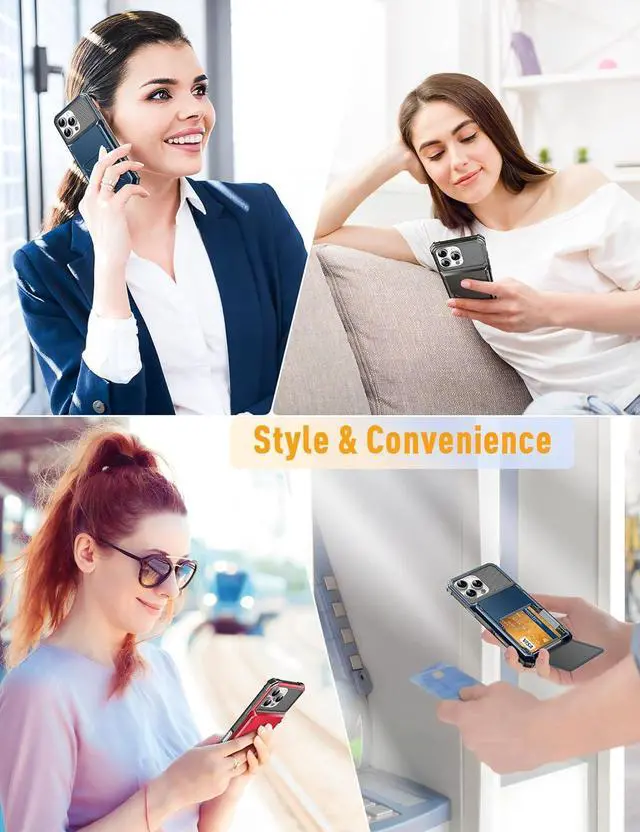 Alt view image 6 of 7 - BONAEVER Compatible with iPhone 16 Pro Max Case with Card Holder [Store 5 Cards] Heavy Duty Dual Layer Shockproof Wallet Case with Hidden Card Slot Large Storage Cover for Men & Women 6.9 inch Red