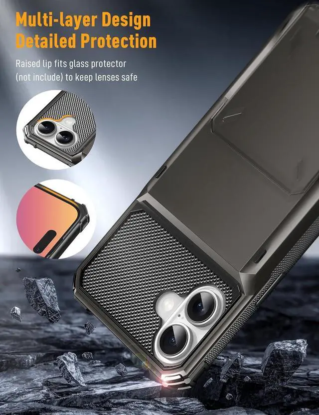 Alt view image 5 of 7 - BONAEVER Compatible with iPhone 16 Plus Case with Card Holder [Store 5 Cards] Heavy Duty Dual Layer Shockproof Wallet Case with Hidden Card Slot Large Storage Cover for iPhone 16 Plus 6.7 inch