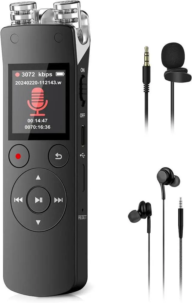 Main image of BONAEVER 128GB Voice Recorder, Digital Voice Activated Recorder with Playback, 3072kbps Audio Recorder Dictaphone for Meetings Interviews, HD Recording, Variable Speed, A-B Repeat, Large Screen