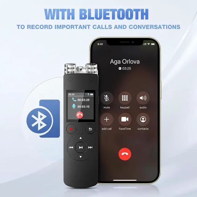 Alt view image 6 of 7 - BONAEVER 128GB Voice Recorder, Digital Voice Activated Recorder with Playback, 3072kbps Audio Recorder Dictaphone for Meetings Interviews, HD Recording, Variable Speed, A-B Repeat, Large Screen