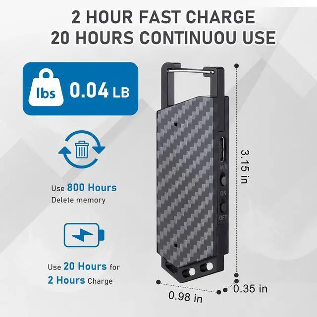 Alt view image 4 of 7 - BONAEVER 64GB Digital Voice Recorder with Bluetooth - Voice Activated Keychain Audio Recording Device - 800 Hours Capacity for Classes, Interviews, Meetings, Music