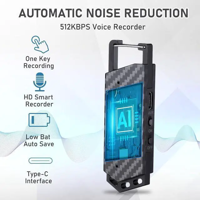 Alt view image 3 of 7 - BONAEVER 64GB Digital Voice Recorder with Bluetooth - Voice Activated Keychain Audio Recording Device - 800 Hours Capacity for Classes, Interviews, Meetings, Music