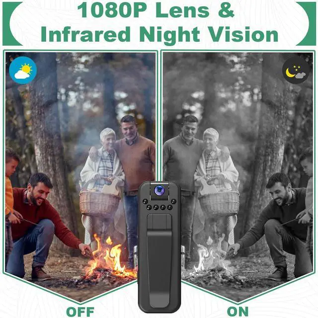 Alt view image 6 of 7 - BONAEVER Mini Camera HD 1080P Portable Audio & Video Recorder with 180° Rotatable Lens Wearable Camcorder with Night Vision Police Body cam for Sport/Delivery/Travel/Law Enforcement