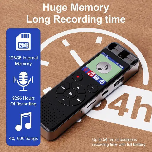 Alt view image 4 of 7 - BONAEVER Digital Voice Recorder Voice Activated Recorder for Lectures, Meetings, Interviews - Sound Audio Recorder Dictaphone Recording Device with Playback,MP3 Player,Type C [128GB]