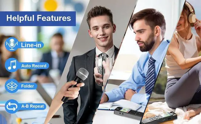 Alt view image 6 of 7 - BONAEVER Digital Voice Recorder Voice Activated Recorder for Lectures, Meetings, Interviews - Sound Audio Recorder Dictaphone Recording Device with Playback,MP3 Player,Type C [128GB]