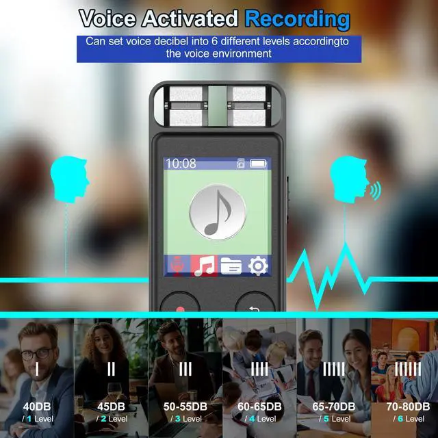 Alt view image 7 of 7 - BONAEVER Digital Voice Recorder Voice Activated Recorder for Lectures, Meetings, Interviews - Sound Audio Recorder Dictaphone Recording Device with Playback,MP3 Player,Type C [128GB]
