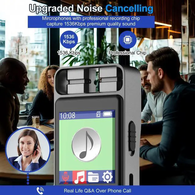 Alt view image 3 of 7 - BONAEVER Digital Voice Recorder Voice Activated Recorder for Lectures, Meetings, Interviews - Sound Audio Recorder Dictaphone Recording Device with Playback,MP3 Player,Type C [128GB]