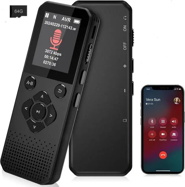 Main image of BONAEVER Voice Recorder, 64GB Digital Voice Recorder, Voice Activated Recorder with Playback, Tape Recorder Up to 3072kbps Bit Rate, Audio Recorder for Interview Meetings Lecture
