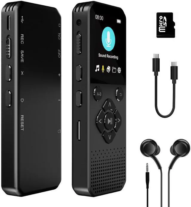 Main image of BONAEVER 128GB Digital Voice Recorder with Playback Bluetooth Speaker Audio Recorder for Lectures Meetings Interviews Voice Audio Recorder MP3 Player with Bluetooth