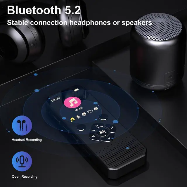 Alt view image 4 of 7 - BONAEVER 128GB Digital Voice Recorder with Playback Bluetooth Speaker Audio Recorder for Lectures Meetings Interviews Voice Audio Recorder MP3 Player with Bluetooth
