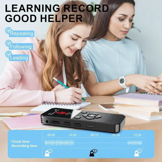 Alt view image 5 of 7 - BONAEVER 128GB Digital Voice Recorder with Playback Bluetooth Speaker Audio Recorder for Lectures Meetings Interviews Voice Audio Recorder MP3 Player with Bluetooth