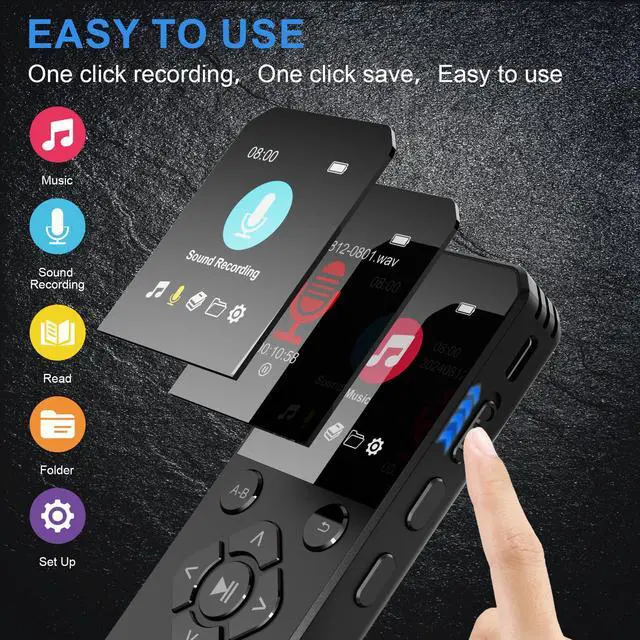 Alt view image 3 of 7 - BONAEVER 128GB Digital Voice Recorder with Playback Bluetooth Speaker Audio Recorder for Lectures Meetings Interviews Voice Audio Recorder MP3 Player with Bluetooth
