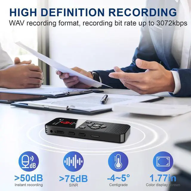 Alt view image 7 of 7 - BONAEVER 128GB Digital Voice Recorder with Playback Bluetooth Speaker Audio Recorder for Lectures Meetings Interviews Voice Audio Recorder MP3 Player with Bluetooth