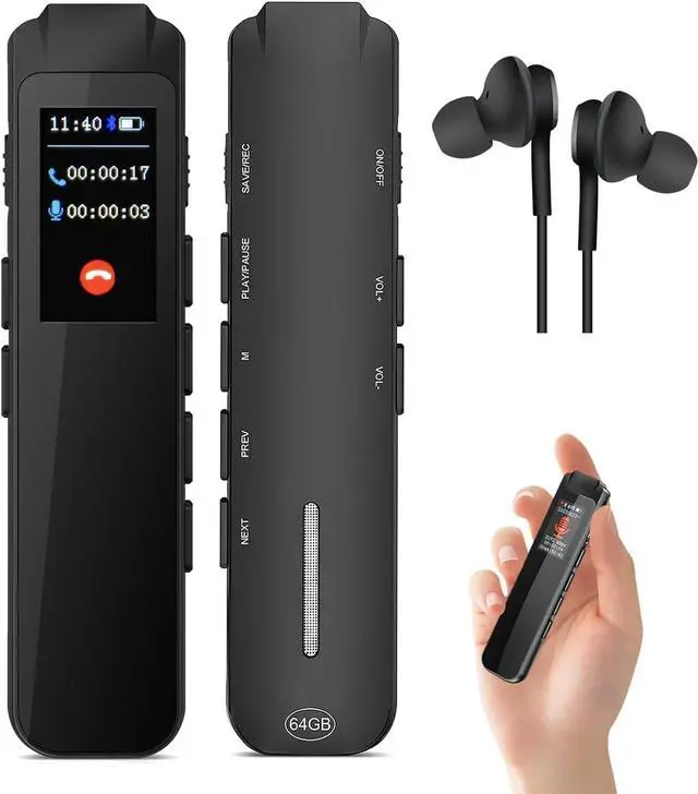 Main image of BONAEVER 64GB Digital Voice Recorder Voice Activated Recorder for Lectures Meeting, Mini Voice Recorder Upgraded Audio Recorder with Playback, 3072KBPSHD Tape Recorder,Password