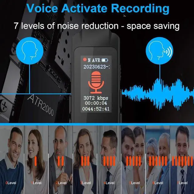 Alt view image 3 of 7 - BONAEVER 64GB Digital Voice Recorder Voice Activated Recorder for Lectures Meeting, Mini Voice Recorder Upgraded Audio Recorder with Playback, 3072KBPSHD Tape Recorder,Password