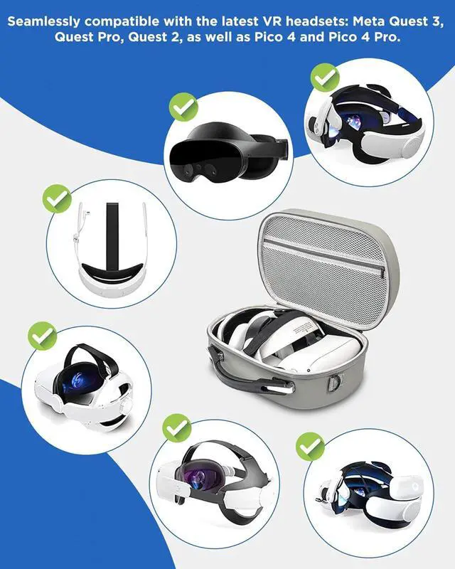 Alt view image 7 of 7 - BONAEVER Hard Carrying Case for Meta Quest 3S, Quest 3, Vision Pro, Large Capacity Travel Case for Oculus Quest 3S VR Headset and Other Accessories, Suitable for Travel and Home Storage