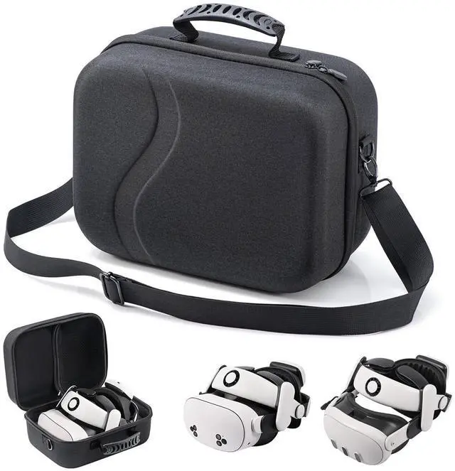Main image of BONAEVER Large Carrying Case for Meta Quest 3S / Quest 3, Hard Travel Case Compatible with BOBOVR S3 Pro/KIWI Design Battery Head Strap, Quest Controller and Accessory, Portable Travel Bag Black