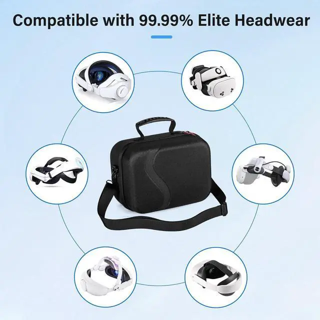 Alt view image 5 of 7 - BONAEVER Large Carrying Case for Meta Quest 3S / Quest 3, Hard Travel Case Compatible with BOBOVR S3 Pro/KIWI Design Battery Head Strap, Quest Controller and Accessory, Portable Travel Bag Black