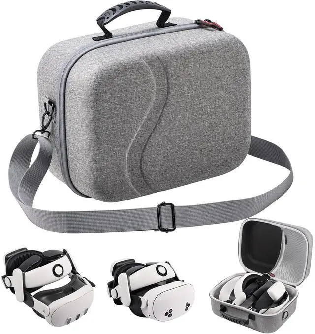 Main image of BONAEVER Large Carrying Case for Meta Quest 3S / Quest 3, Hard Travel Case Compatible with BOBOVR S3 Pro/KIWI Design Battery Head Strap, Quest Controller and Accessory, Portable Travel Bag, Grey
