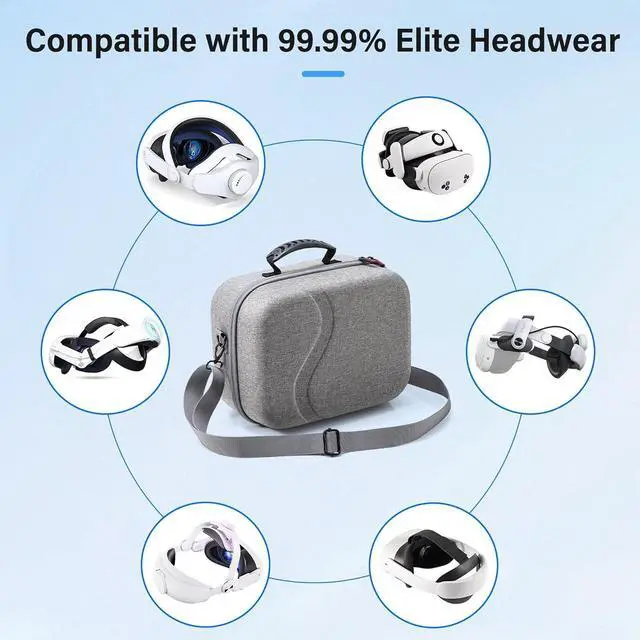 Alt view image 4 of 7 - BONAEVER Large Carrying Case for Meta Quest 3S / Quest 3, Hard Travel Case Compatible with BOBOVR S3 Pro/KIWI Design Battery Head Strap, Quest Controller and Accessory, Portable Travel Bag, Grey